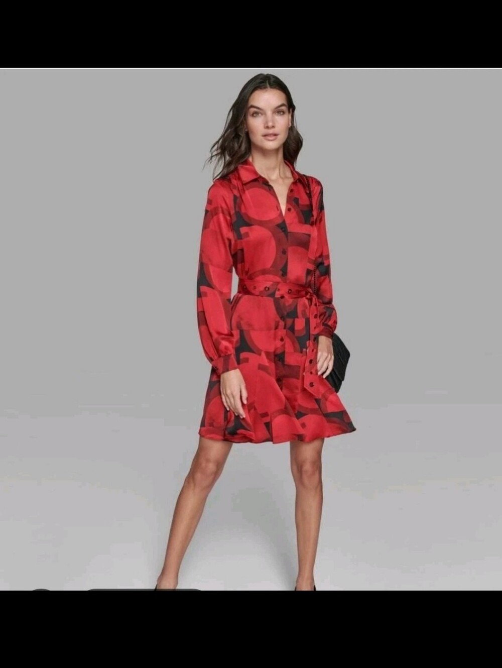 Nwt KARL LAGERFELD PARIS Abstract Print Dress Women's 4 Black & Red